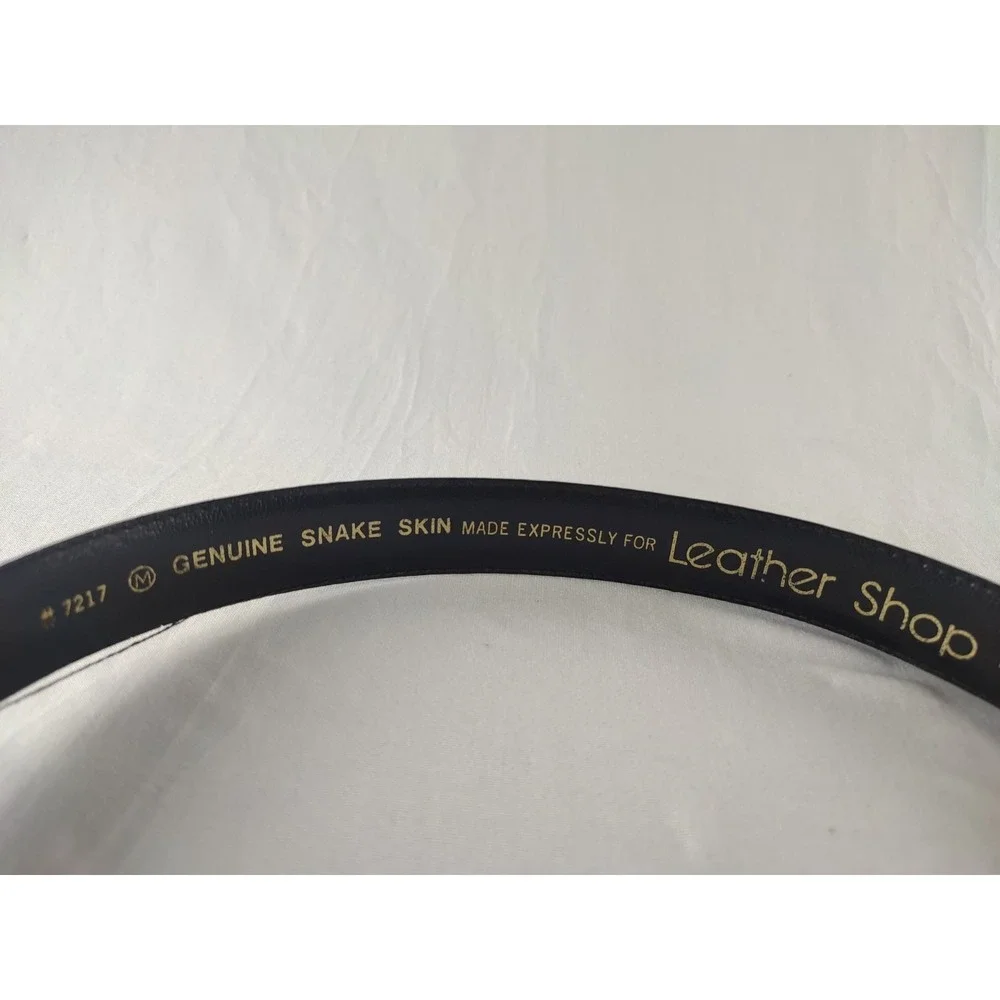 VTG Leather‎ Shop Genuine Snakeskin Belt M 28-33 Black Gold Wave Sculptural 80s
